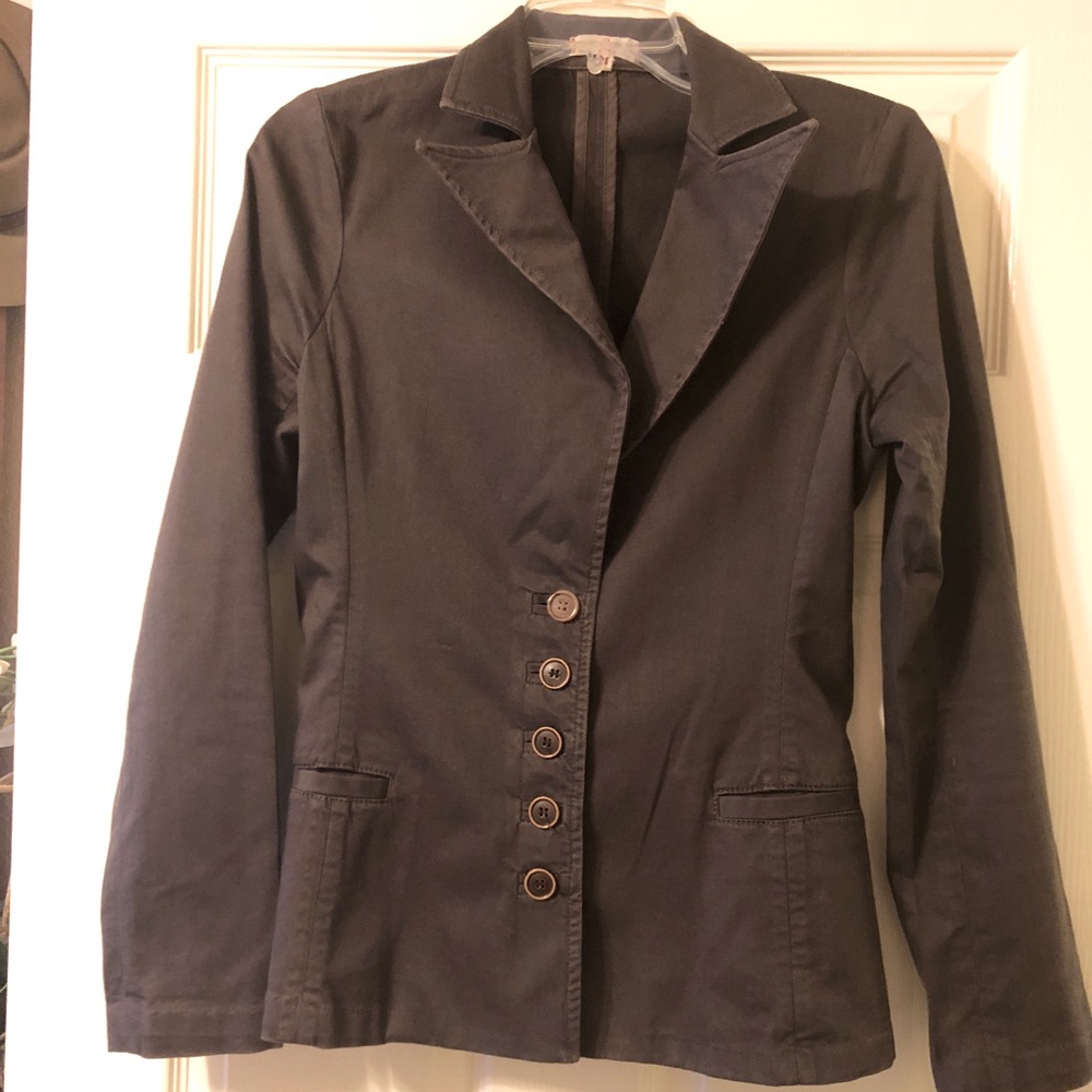 Joie Light Weight Cotton Fitted Jacket-Chocolate Brown